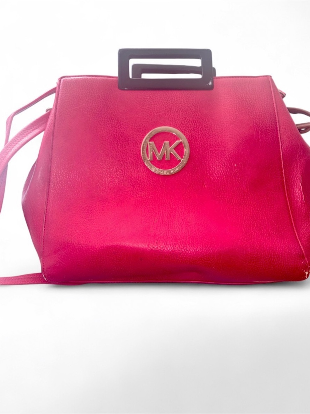 Michael Kors Red Leather Tote with MK Medallion